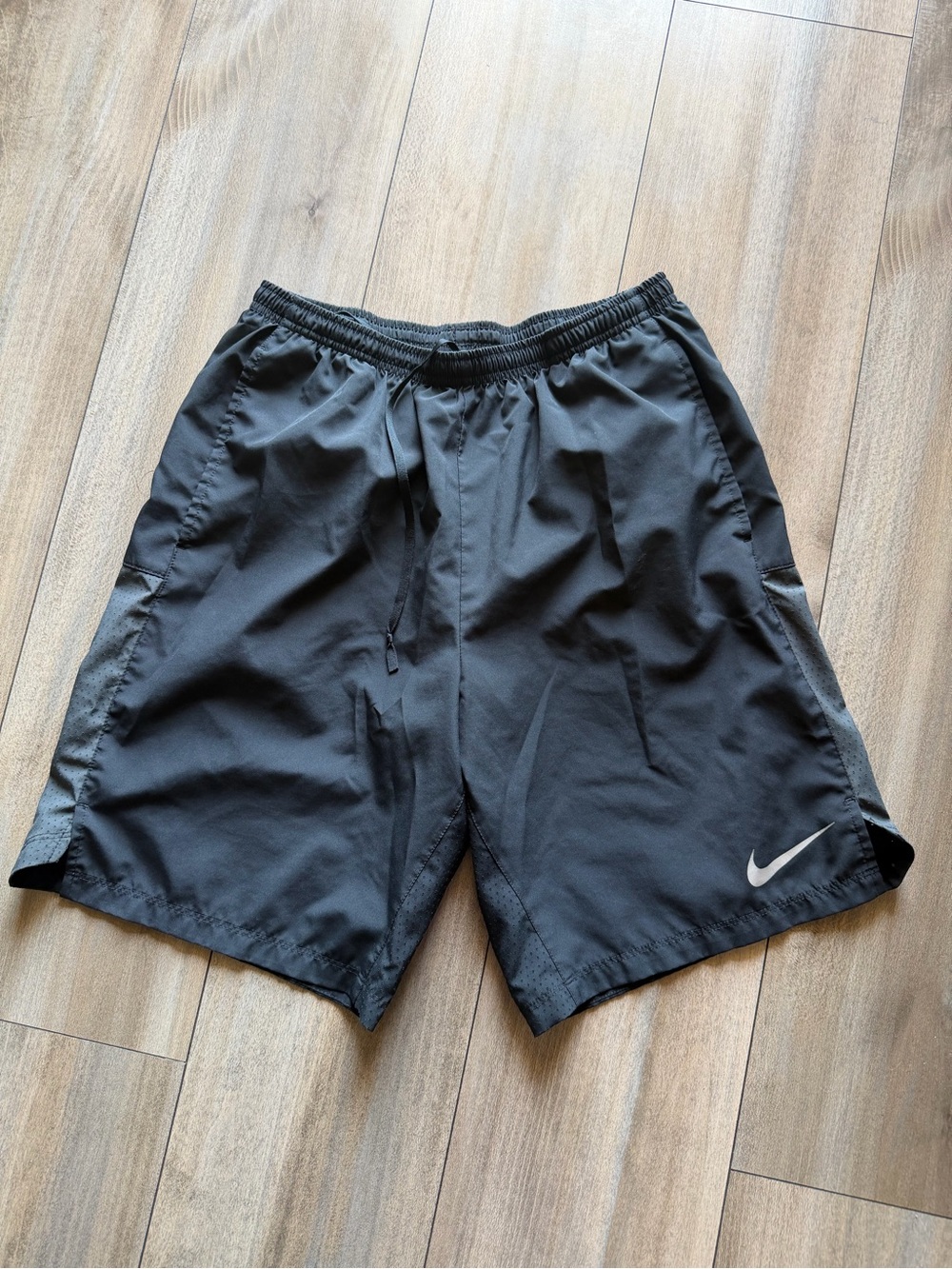 Nike Men’s Black Athletic Training Shorts with White Swoosh